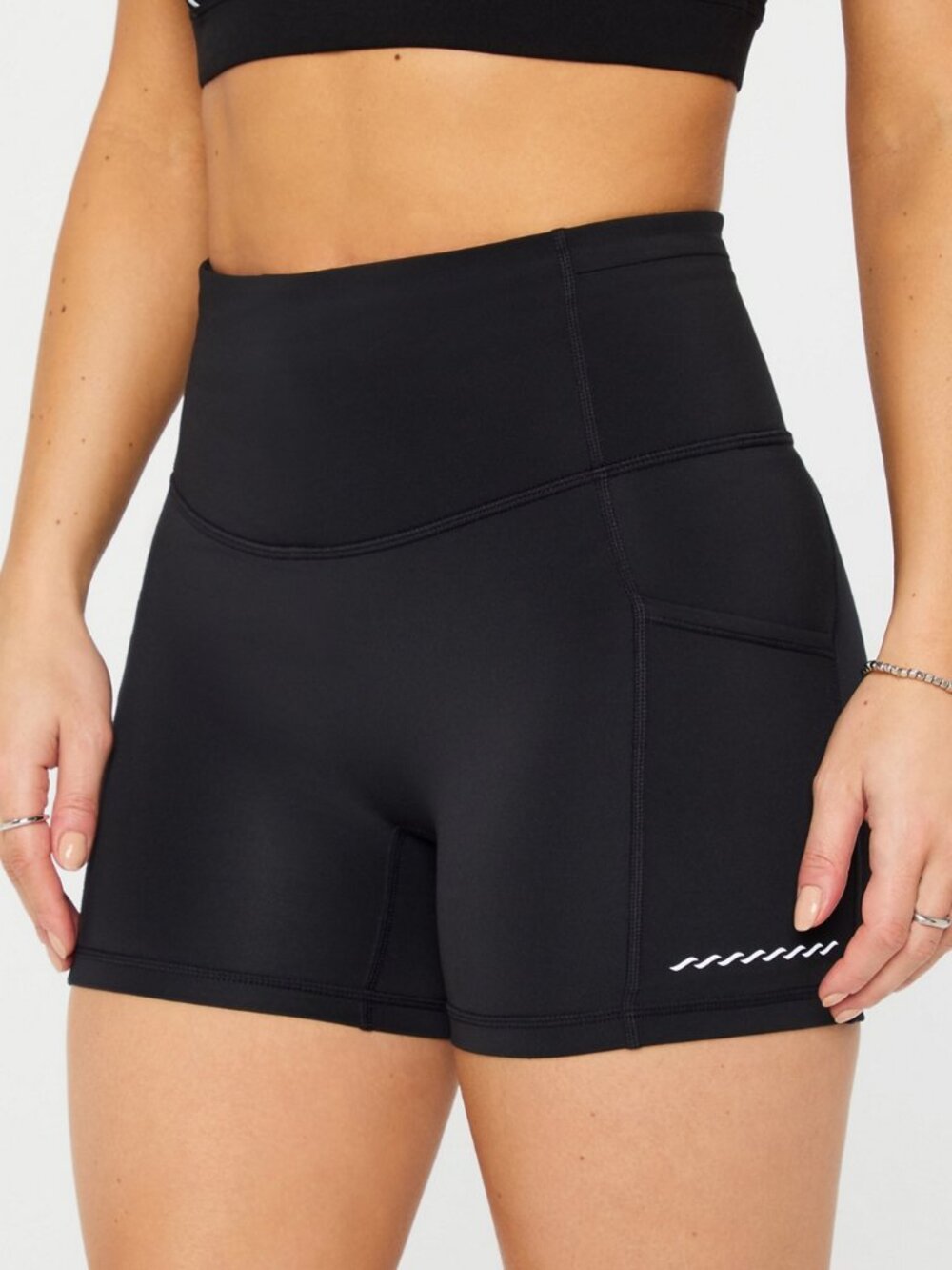 Black High-Waisted Biker Shorts 4"